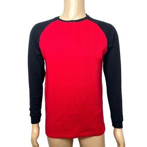 GALAXY By Harvic Men’s T-Shirt L Red Black Long Raglan Sleeve Crewneck Casual